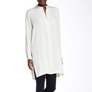Helmut Lang Silk Split Neck Tunic Blouse Size L
